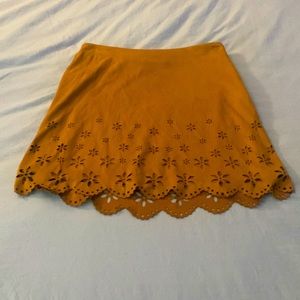 Forever 21 Faux Suede Mini Skirt, Size Small, Brown with Lattice Pattern